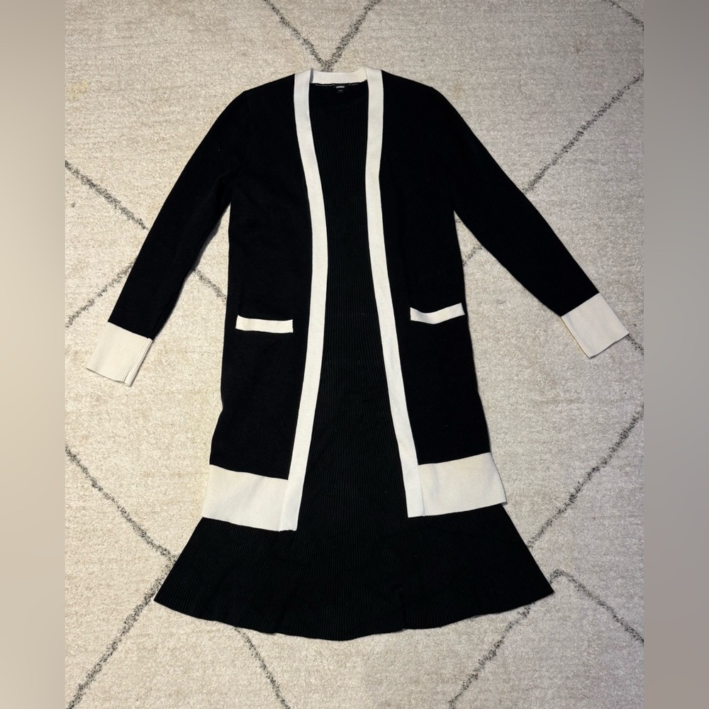Sell together! Black and white cardigan and black knitted dress